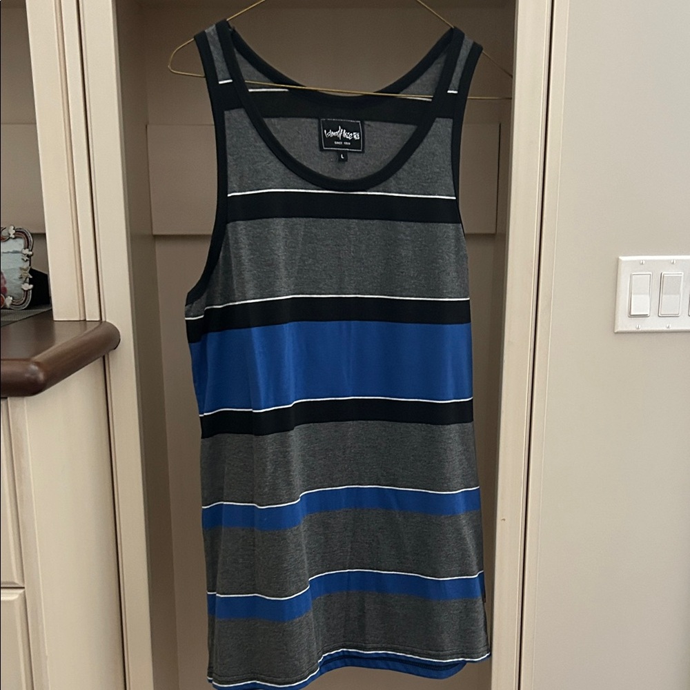 Striped Gray and Blue Tank Top